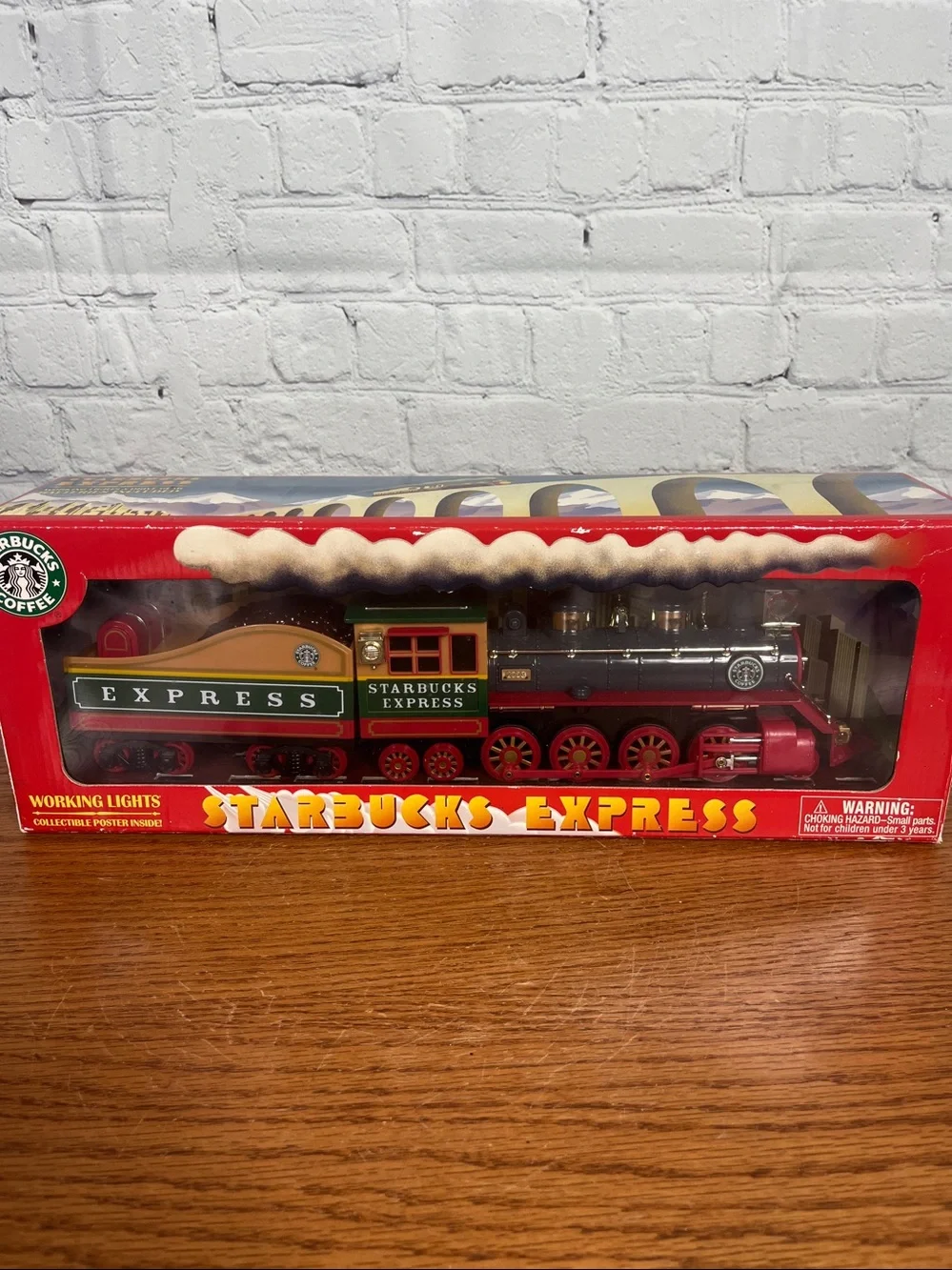 Starbucks Holiday Express Train with working lights and poster like new 2003